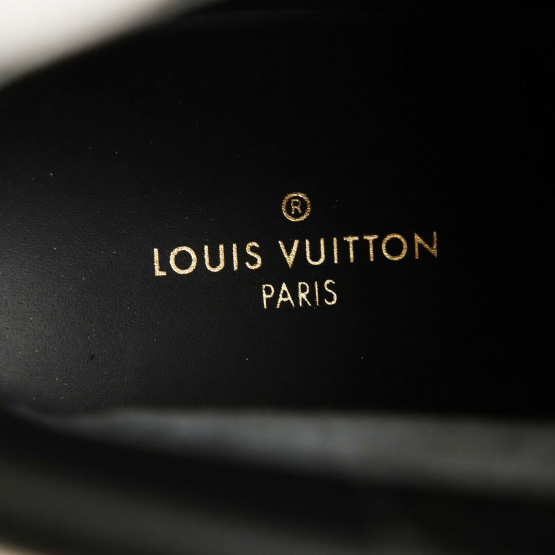 極美品●LOUIS VITTON ルイヴィトン オーベルカンフ・ライン ワッペン付き レザーブーツ/マウンテンブーツ ブラック 7 1/2 イタリア製