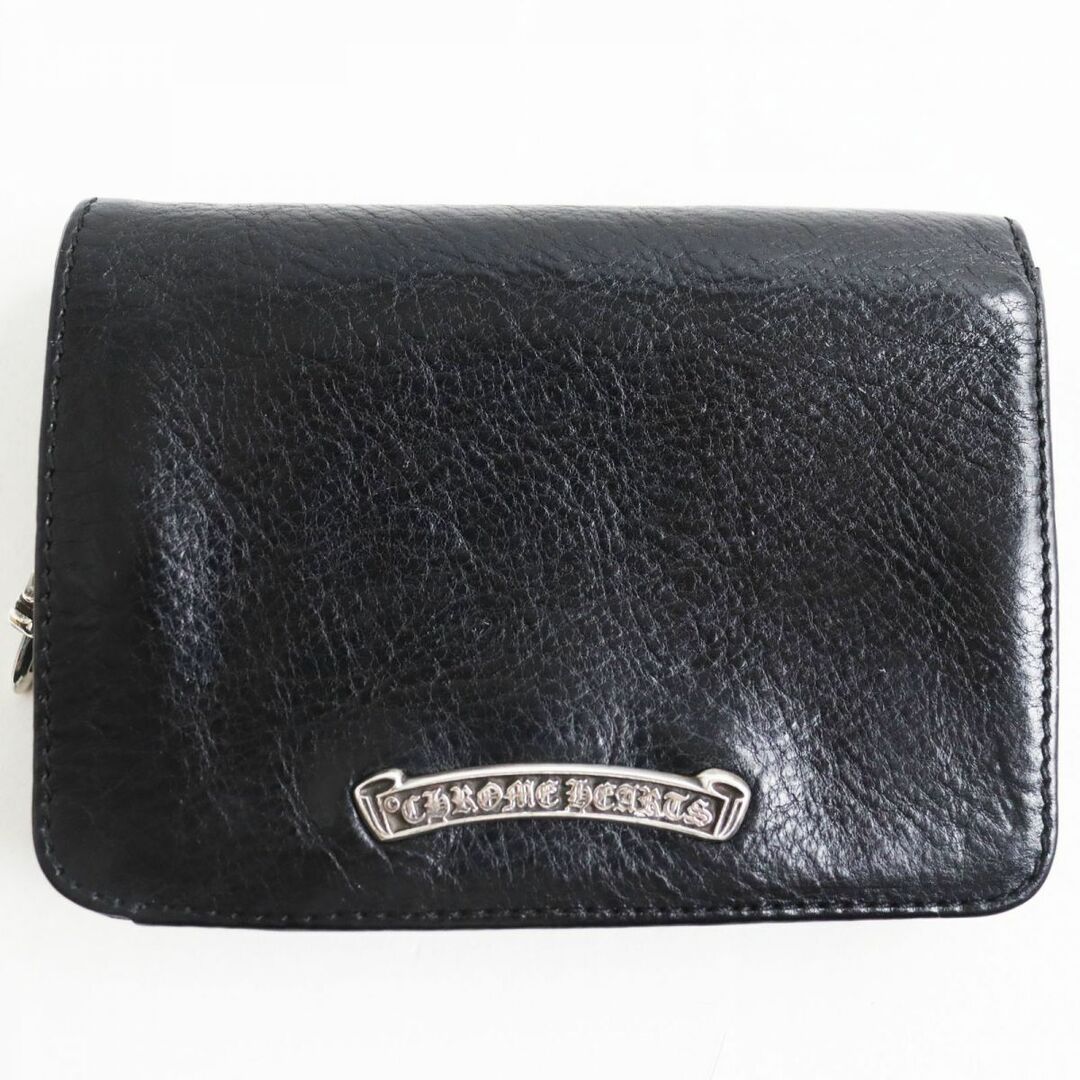 美品●CHROME HEARTS クロムハーツ JOEY/ジョーイスクロール ウォレット 2246 304 0153 0900 レザー ダガージップ 二つ折り財布 ブラック