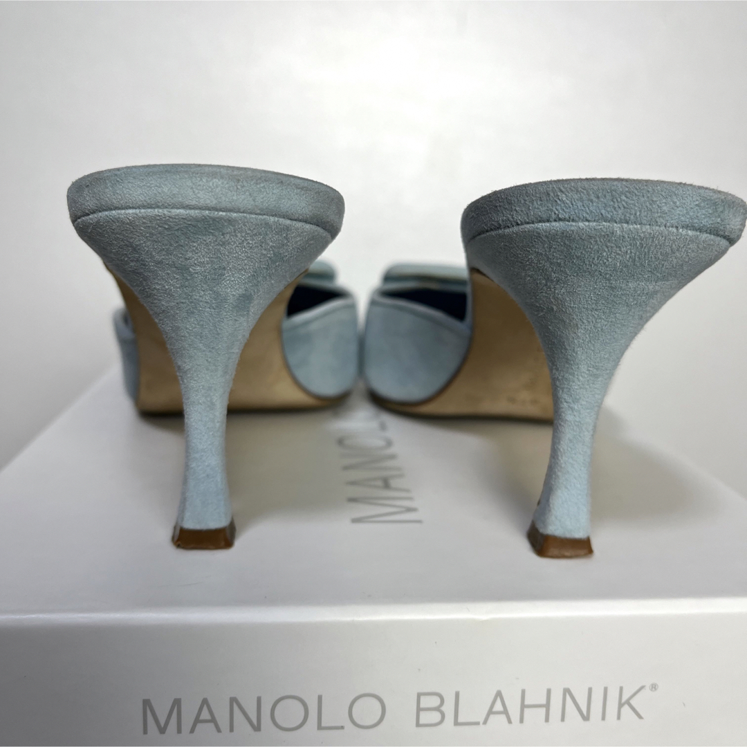 37.5 MANOLO BLAHNIK メイセール　ミュール　水色　サンダル