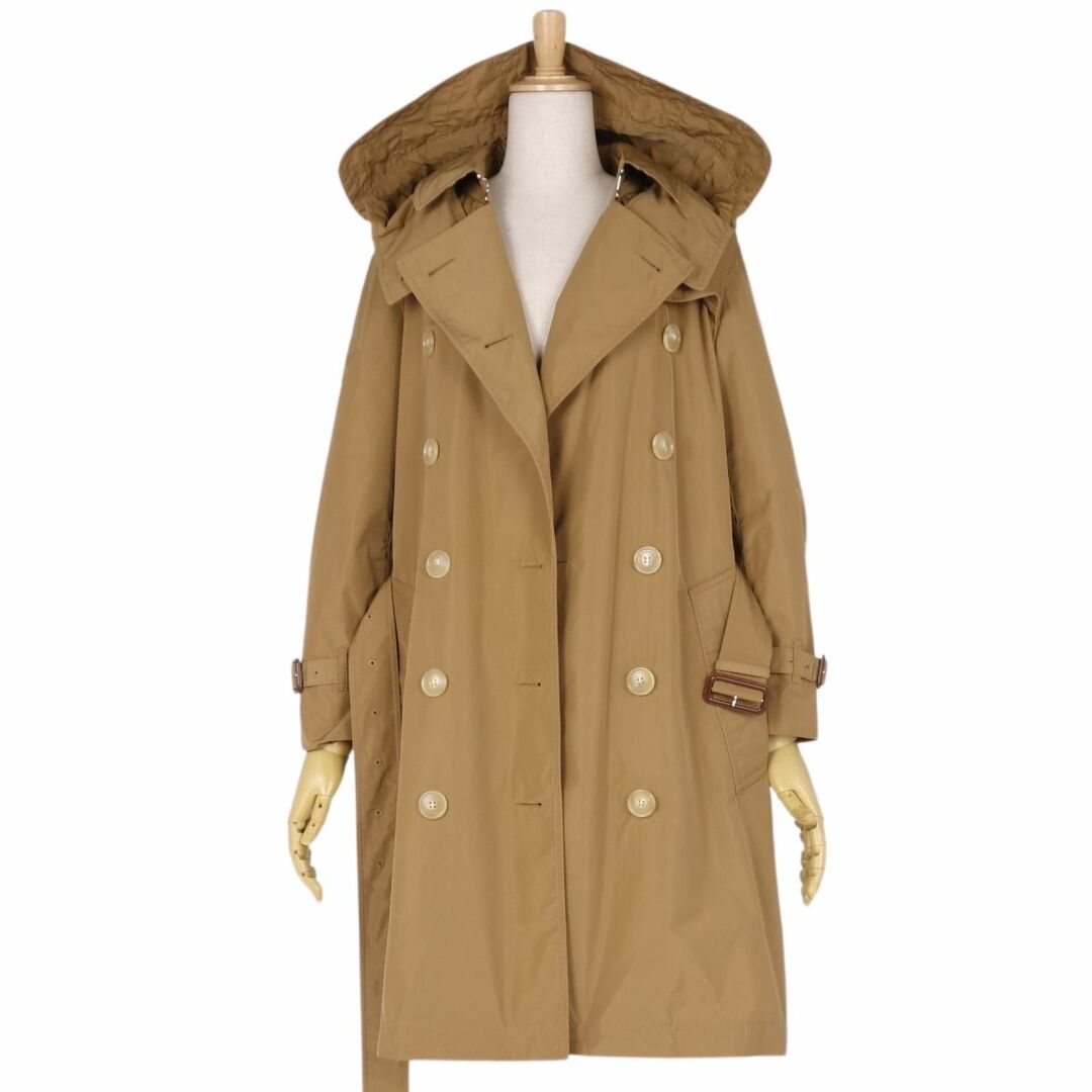 BURBERRY(バーバリー)の美品 バーバリー BURBERRY コート トレンチコート フーディー 裏チェック アウター レディース UK4 US2 IT36(S相当) ブラウン レディースのジャケット/アウター(トレンチコート)の商品写真