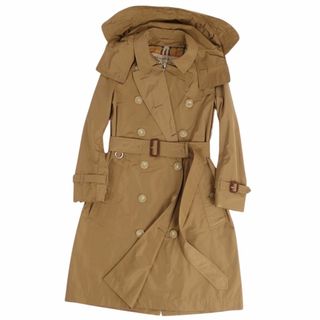 バーバリー(BURBERRY)の美品 バーバリー BURBERRY コート トレンチコート フーディー 裏チェック アウター レディース UK4 US2 IT36(S相当) ブラウン(トレンチコート)