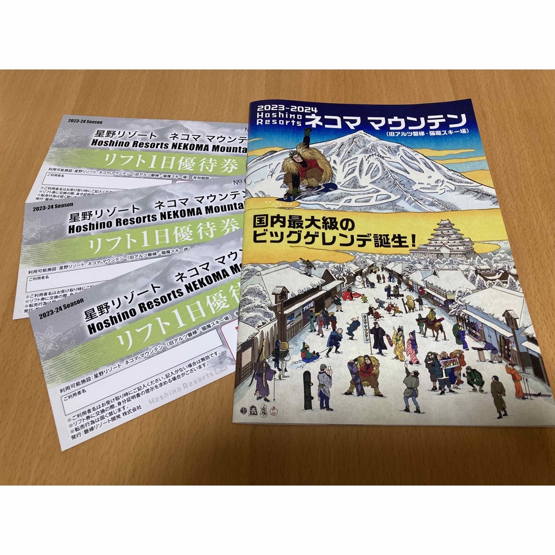 枚数3枚星野リゾートネコママウンテン リフト1日券 3枚分