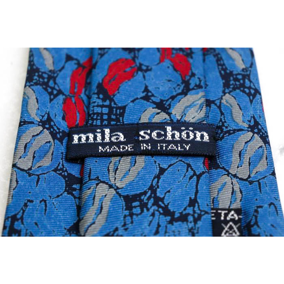 mila schon(ミラショーン)のミラショーン ブランド ネクタイ 総柄 パネル柄 ドット シルク イタリア製 メンズ ブルー mila schon メンズのファッション小物(ネクタイ)の商品写真