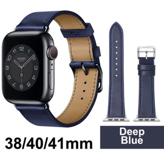Apple Watch バンド 合皮 38/40/41mm ディープブルー(腕時計)