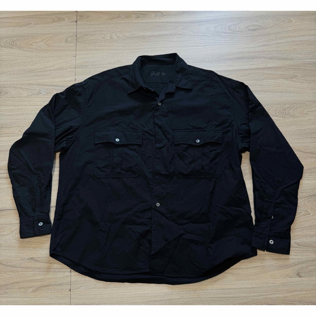 PORTER CLASSIC(ポータークラシック)のポータークラシック　ロールアップ　ヴィンテージコットンシャツ　ブラック サイズM メンズのトップス(シャツ)の商品写真