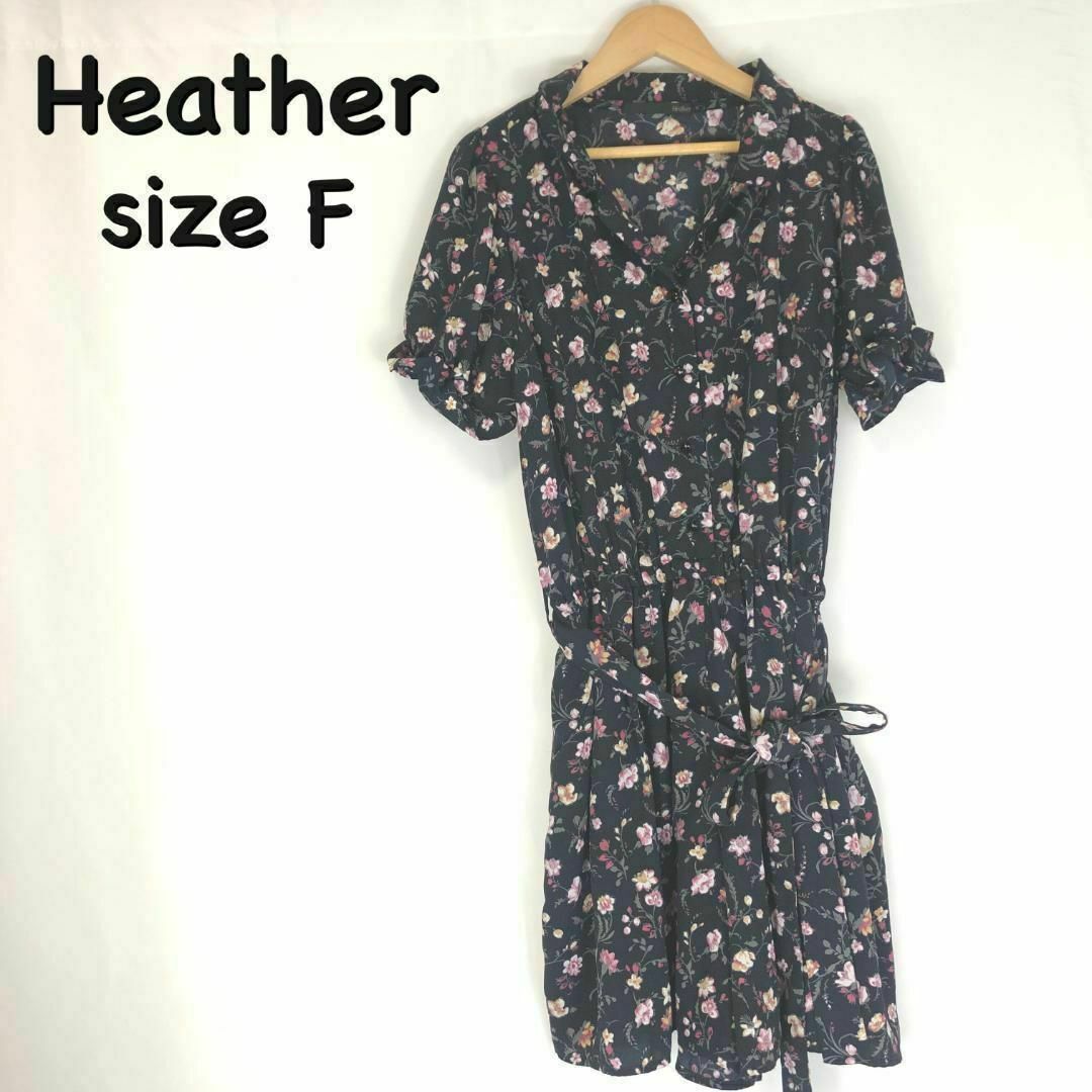 heather(ヘザー)のHeatherヘザー　花柄ワンピース（コンビネゾン）黒 レディースのワンピース(ミニワンピース)の商品写真