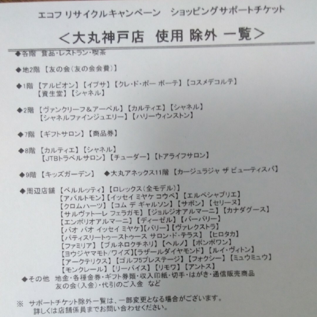 大丸(ダイマル)の大丸　エコフ　ショッピングサポートチケット　18枚 チケットの優待券/割引券(ショッピング)の商品写真