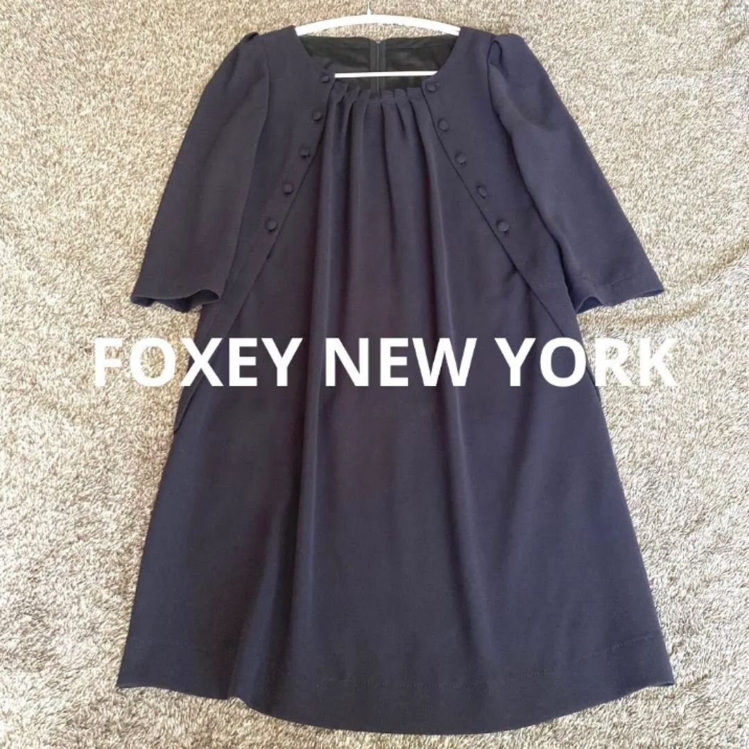 FOXEY NEW YORK(フォクシーニューヨーク)のフォクシー　ニューヨーク　フレア　ワンピース　フォーマル　結婚式　38 日本製 レディースのワンピース(ひざ丈ワンピース)の商品写真