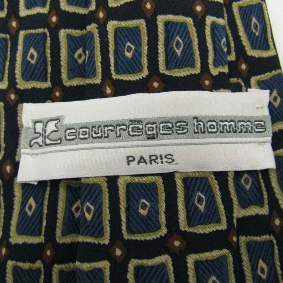 Courreges(クレージュ)のクレージュ ブランド ネクタイ スクエア柄 幾何学模様 シルク イタリア製 メンズ ネイビー courreges メンズのファッション小物(ネクタイ)の商品写真