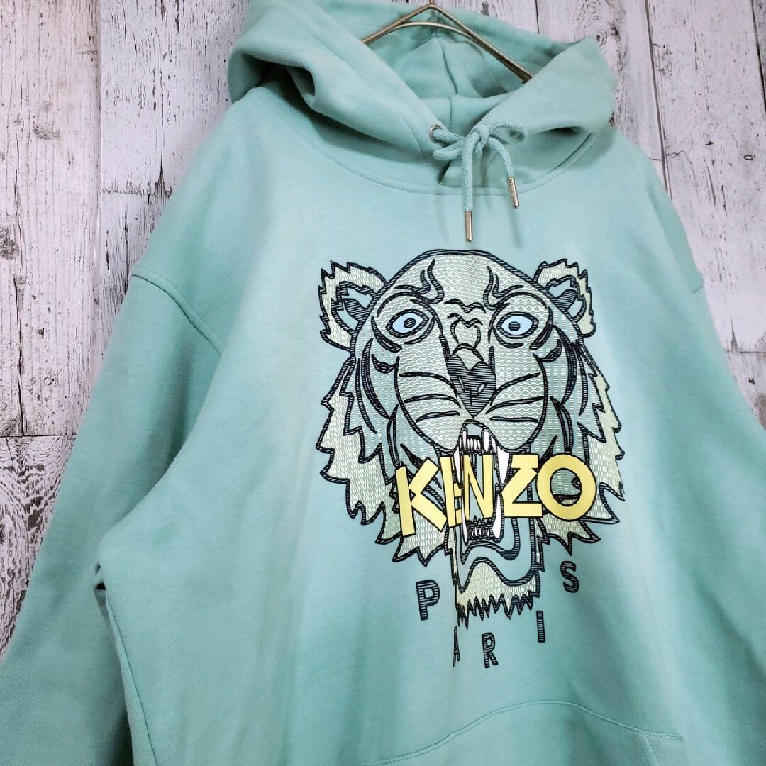 ☆【完売希少グリーン】KENZO  ケンゾーパーカー タイガーロゴ 入手困難 Ｌ