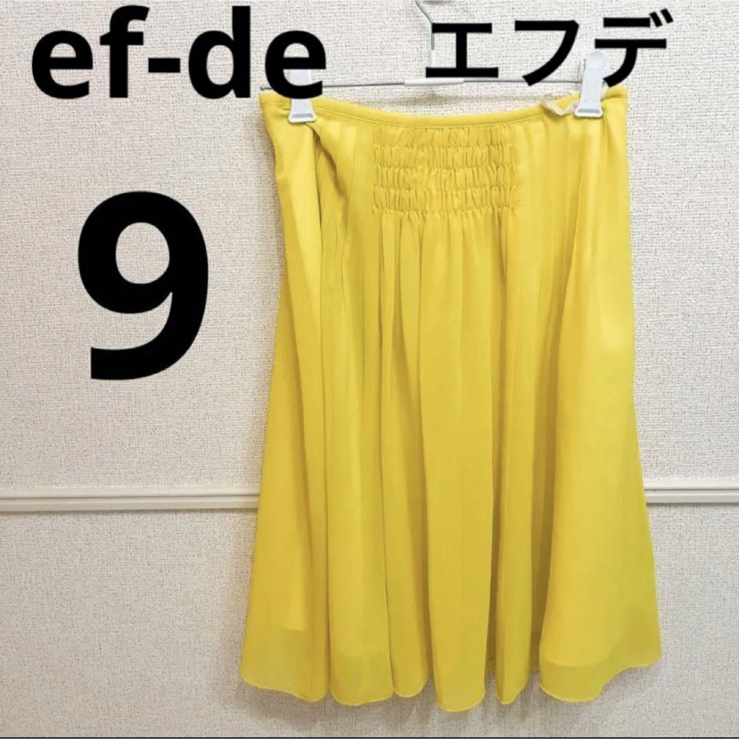 ef-de(エフデ)の《美品》ef-de エフデ  黄色 イエロー 膝丈スカート プリーツスカート レディースのスカート(ひざ丈スカート)の商品写真