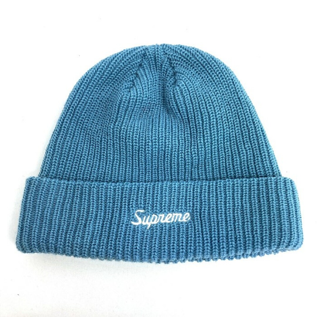 ★SUPREME シュプリーム 20AW Loose Gauge Beanie ロゴ刺繡ビーニー シアンブルー