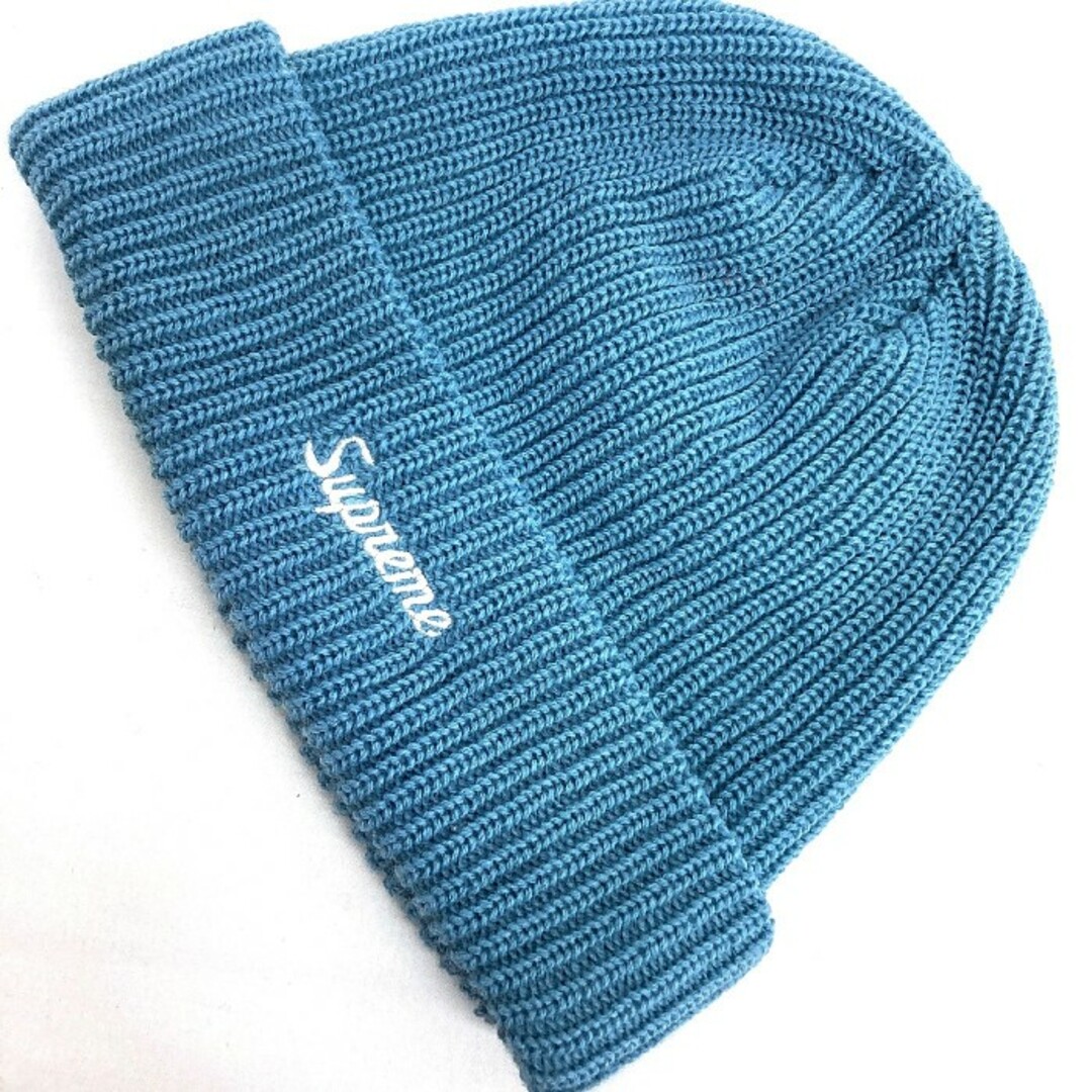 ★SUPREME シュプリーム 20AW Loose Gauge Beanie ロゴ刺繡ビーニー シアンブルー