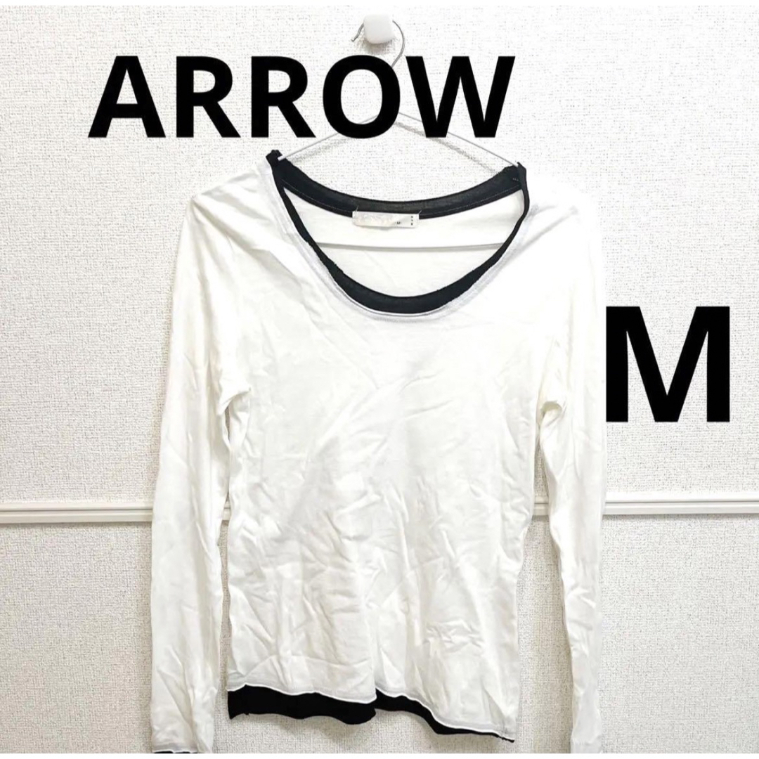 ARROW(アロー)のARROW アロー カットソー シャツ ダメージ加工 インナー 重ね着 下に着る レディースのトップス(Tシャツ(長袖/七分))の商品写真