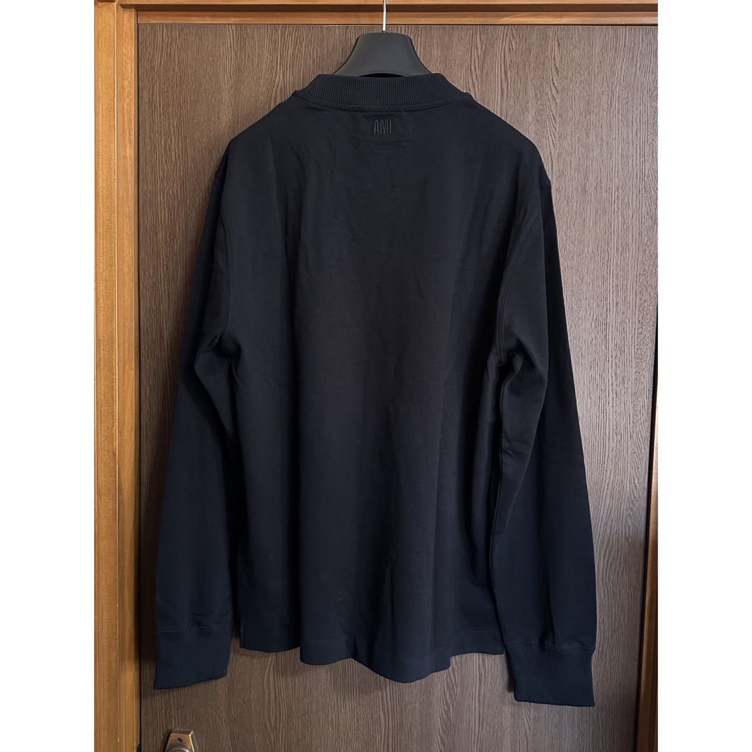 黒L新品 AMI Paris アミ グラフィックロゴ ニット コットン セーター