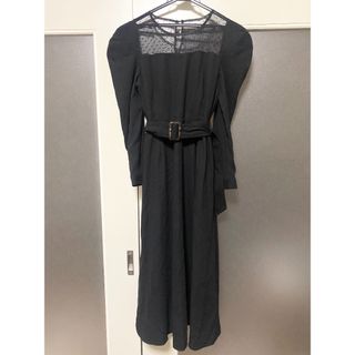 フロッキードットチュール切替 ワンピース　パンプキンポート(ロングワンピース/マキシワンピース)