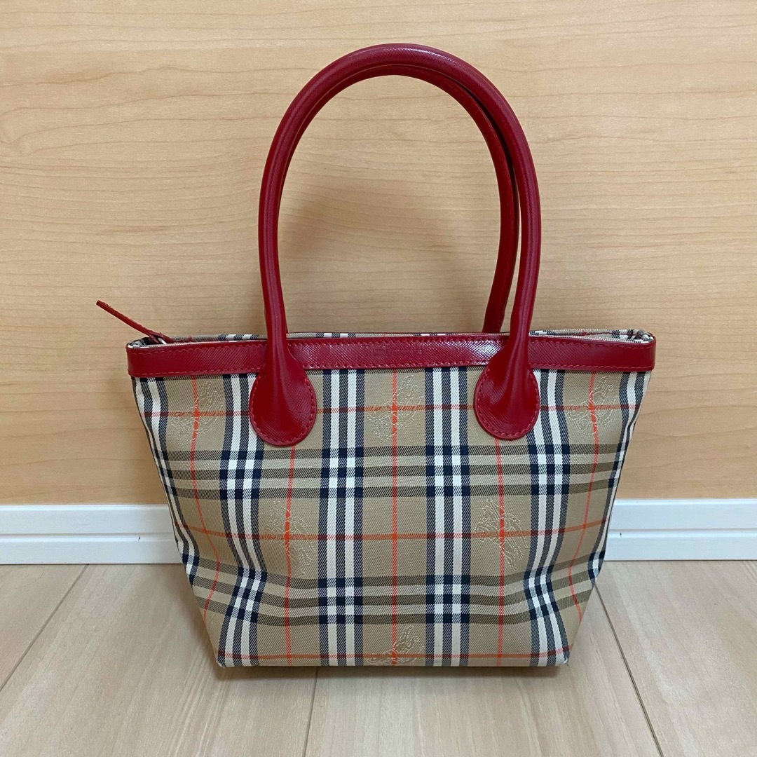BURBERRY - Burberry バーバリー ミニバッグ トートバッグ 赤の BURBERRY - Burberry バーバリー ミニバッグ トートバッグ 赤の