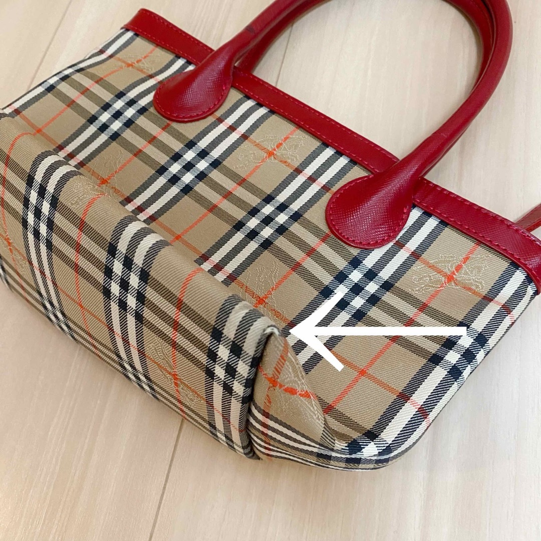 BURBERRY - Burberry バーバリー ミニバッグ トートバッグ 赤の BURBERRY - Burberry バーバリー ミニバッグ トートバッグ 赤の