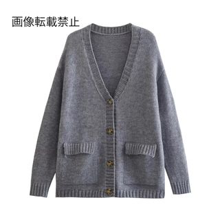 🍪11月新作🍩12795◆gray グレー ニット カーディガン(カーディガン)