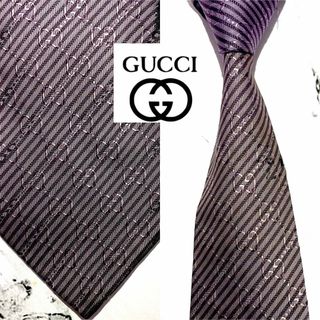 グッチ(Gucci)の 【ジャガードGG柄】GUCCI高級ネクタイ パープル　マーモント　(ネクタイ)