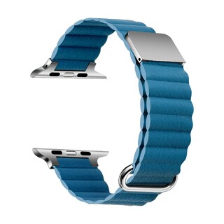 【新品】Apple Watch マグネット式 PUレザー バンド サックスブルー(腕時計)