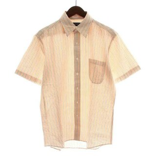 アクアスキュータム(AQUA SCUTUM)のアクアスキュータム シャツ カジュアルシャツ 半袖 L オレンジ 茶 白(シャツ)