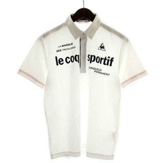ルコックスポルティフ(le coq sportif)のルコックスポルティフ ポロシャツ 半袖 ハーフボタン ボタンダウン M 白 紺(ポロシャツ)