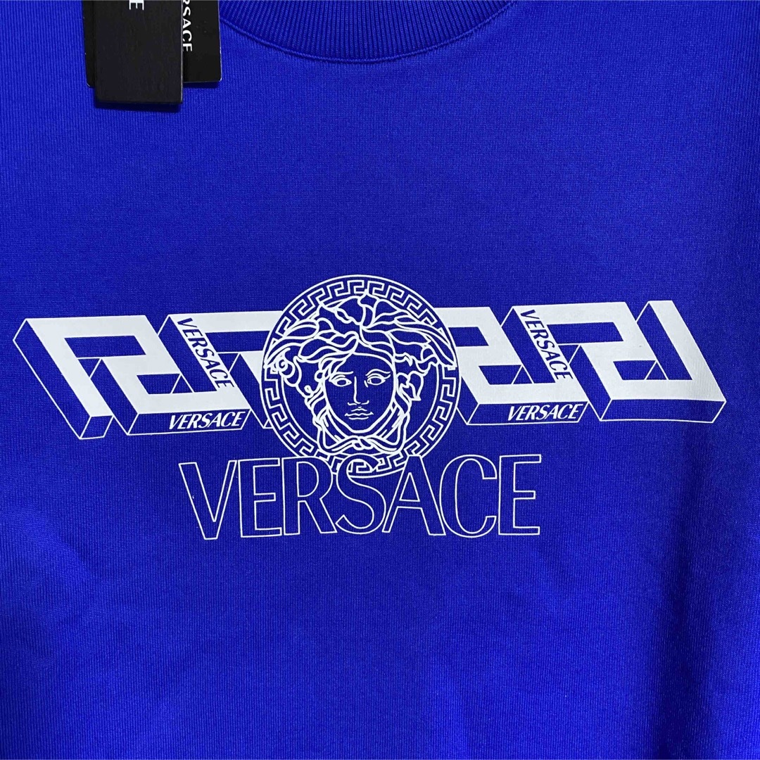 新品 本物 正規品 VERSACE メンズ ロゴ スウェット ブルー