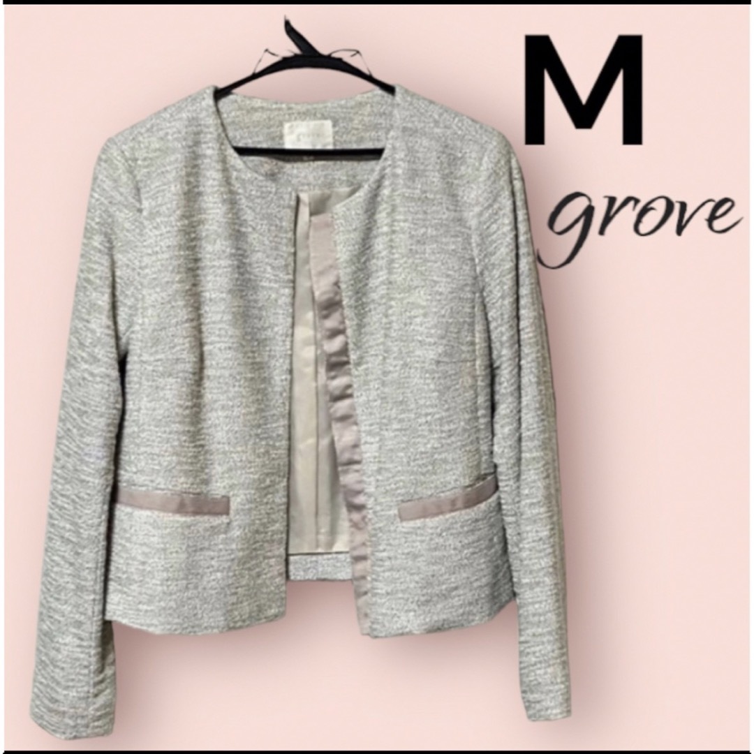 grove(グローブ)のgrove フォーマル　ノーカラージャケット　M  入学式/七五三 レディースのジャケット/アウター(ノーカラージャケット)の商品写真