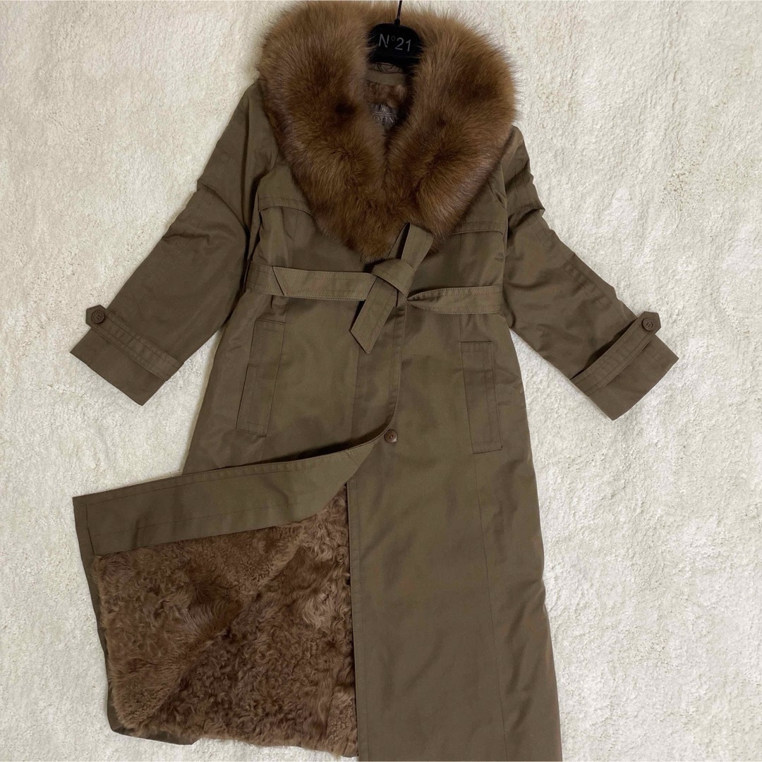 ROTINY ファー ロングコート ブラウン 高級 レディースのジャケット/アウター(毛皮/ファーコート)の商品写真