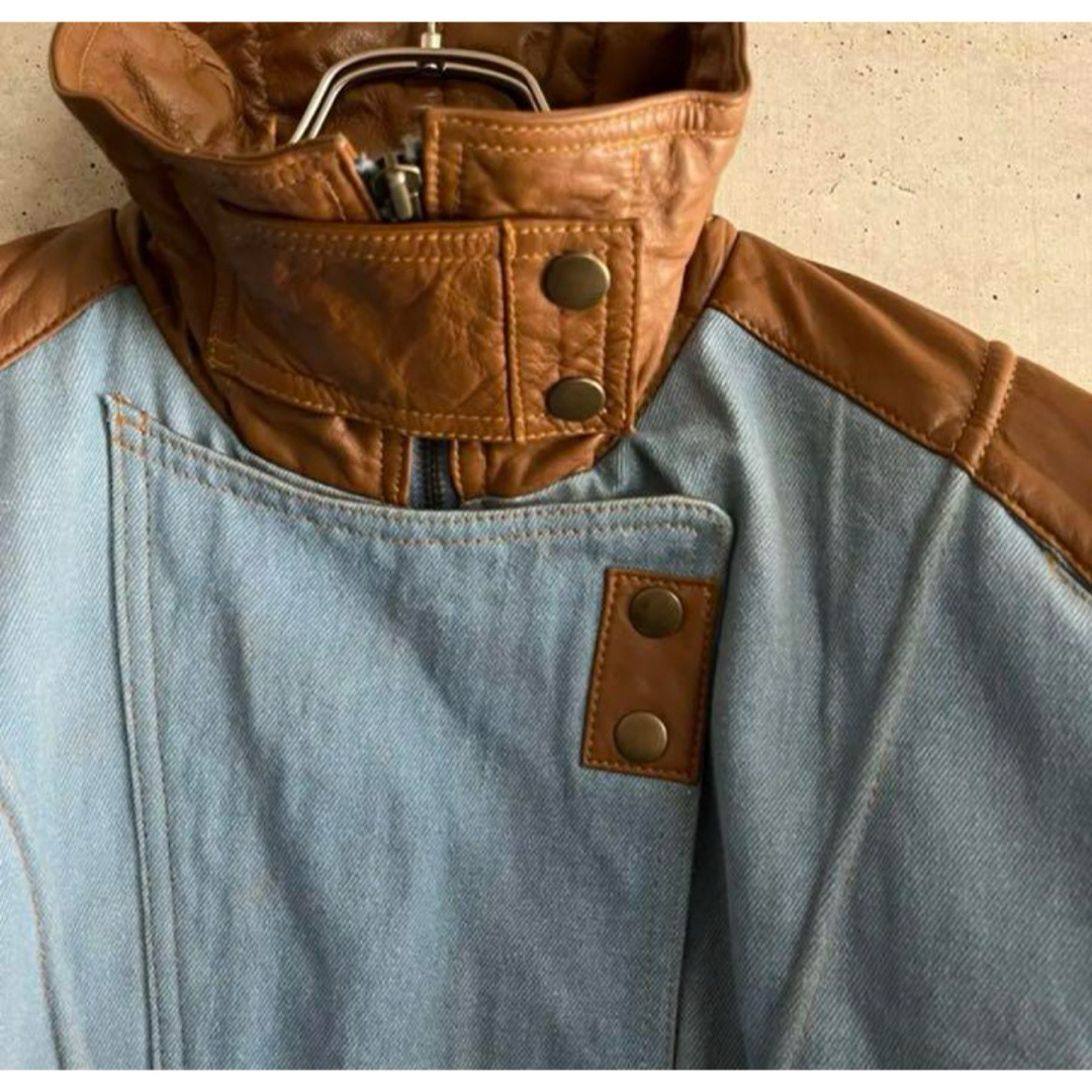 vintage 切り替え デザイン デニム ブルゾン ジャケット レトロ 原宿 メンズのジャケット/アウター(Gジャン/デニムジャケット)の商品写真