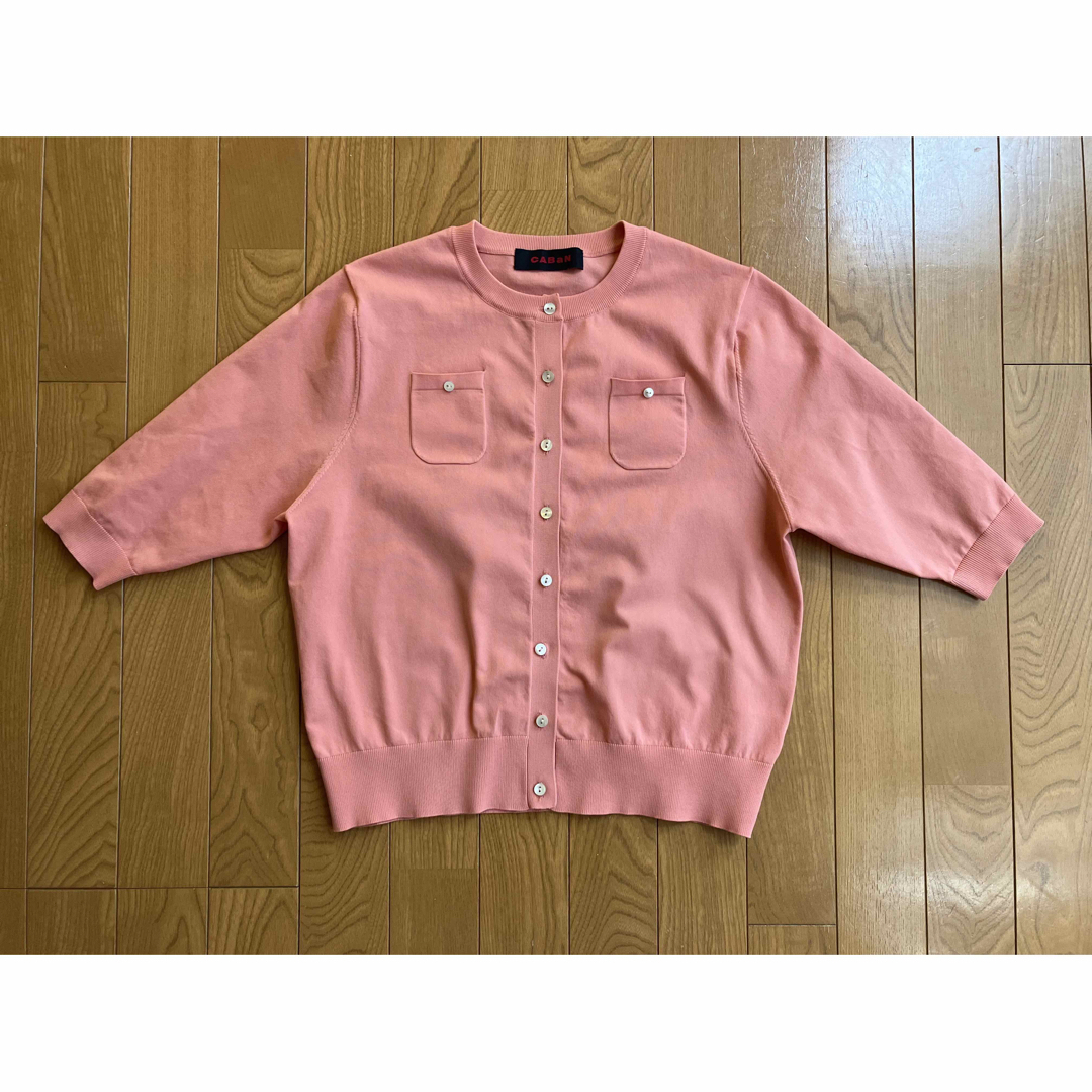 CABaNのファインポリエステルハーフスリーブポケットカーディガン-