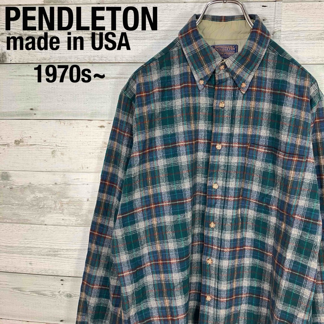ペンドルトン 70s ヴィンテージ USA製 グリーン チェック ウールシャツ