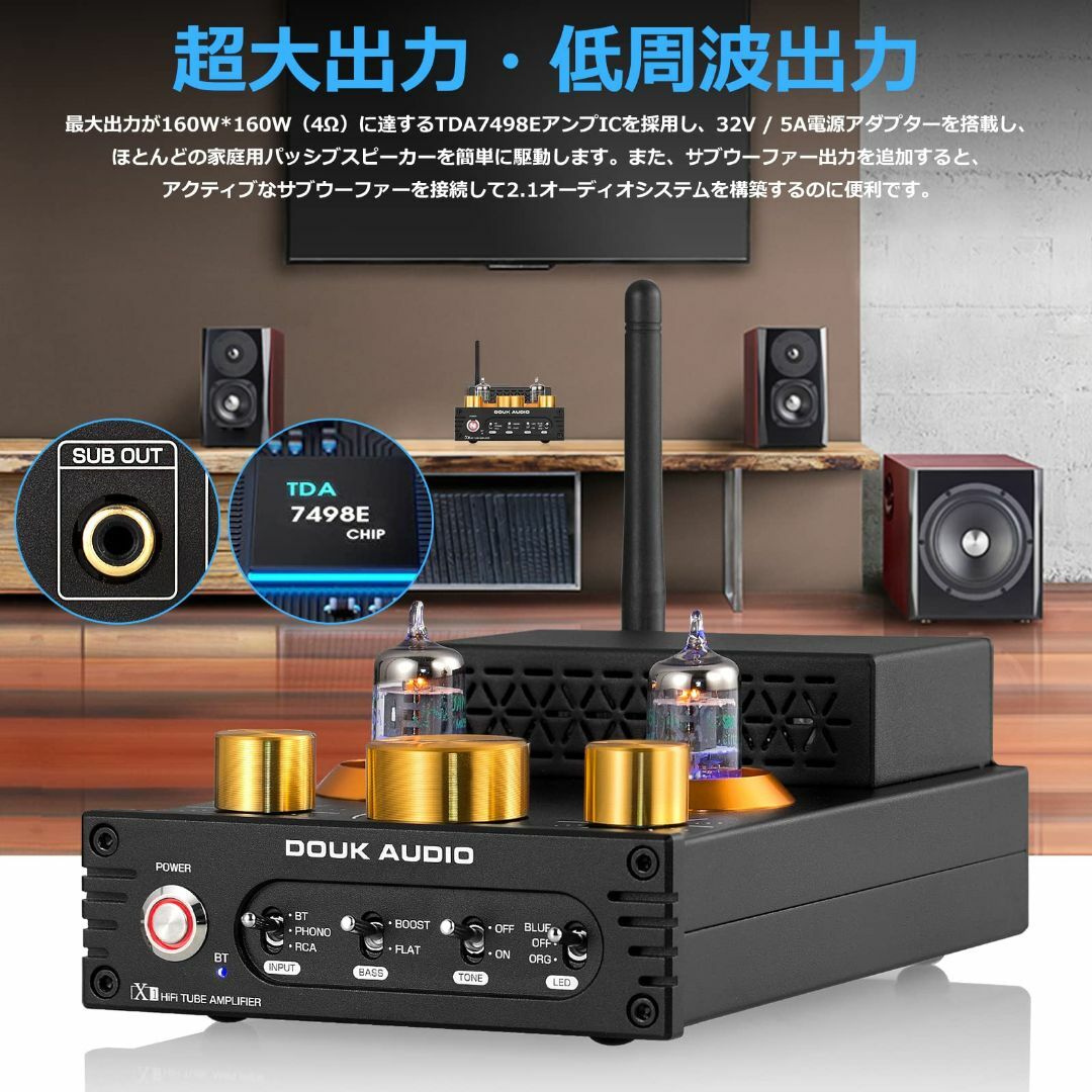 Douk Audio X1 GE5654 Bluetooth 5.0 真空管アン