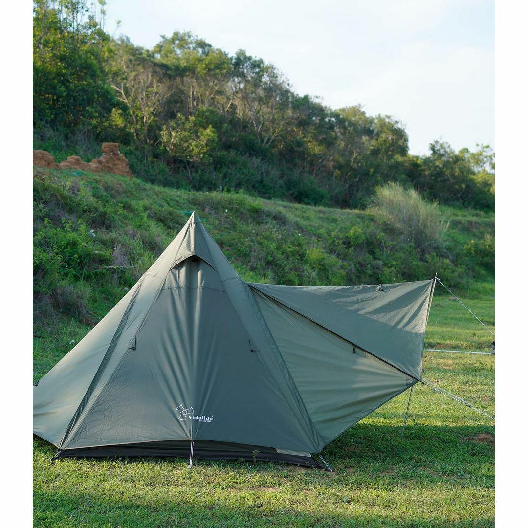 新品 ワンポールテント カーキ テント 防水 簡単 4人 UVカット