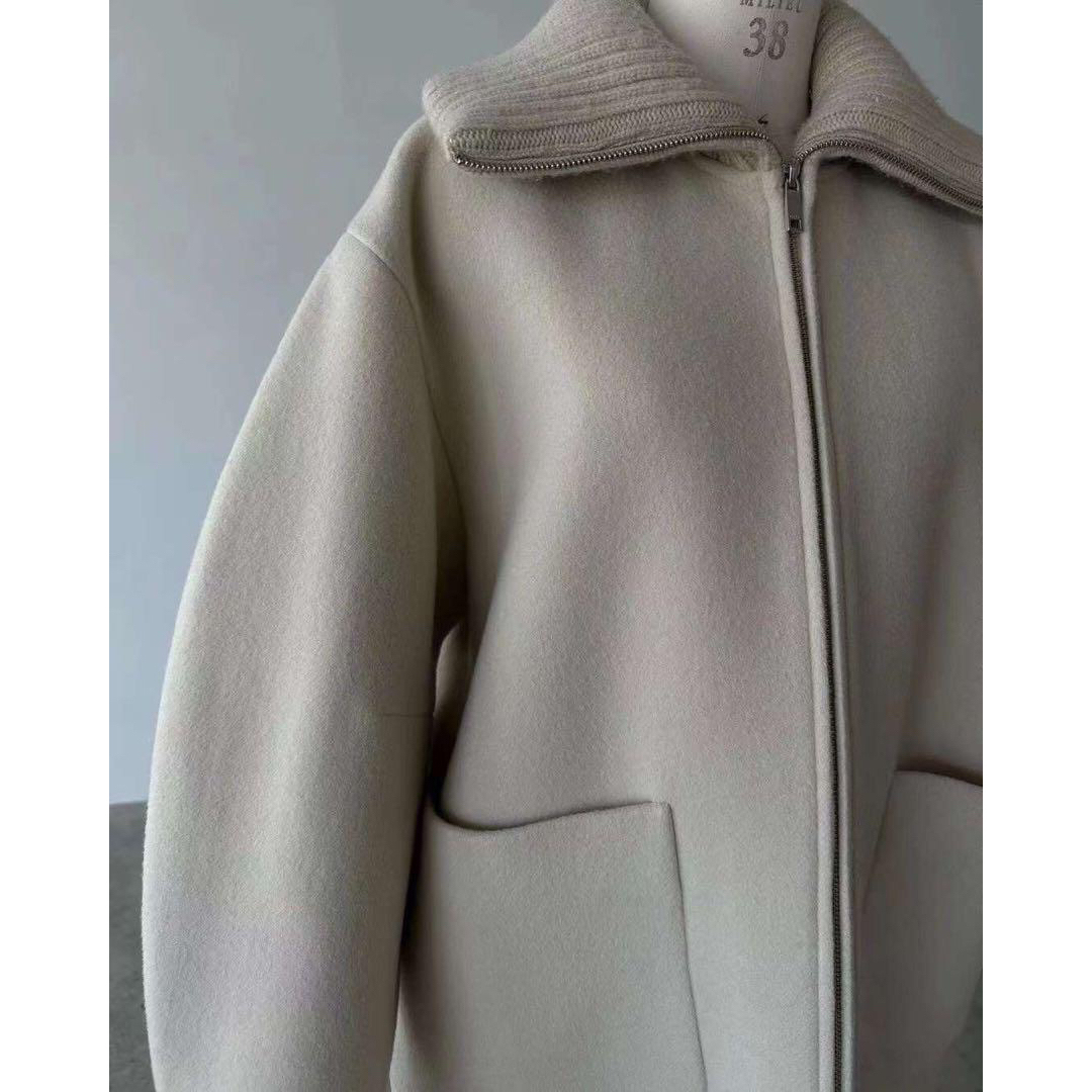 2023AW CLANE RIB COLLAR WOOL LONG COAT