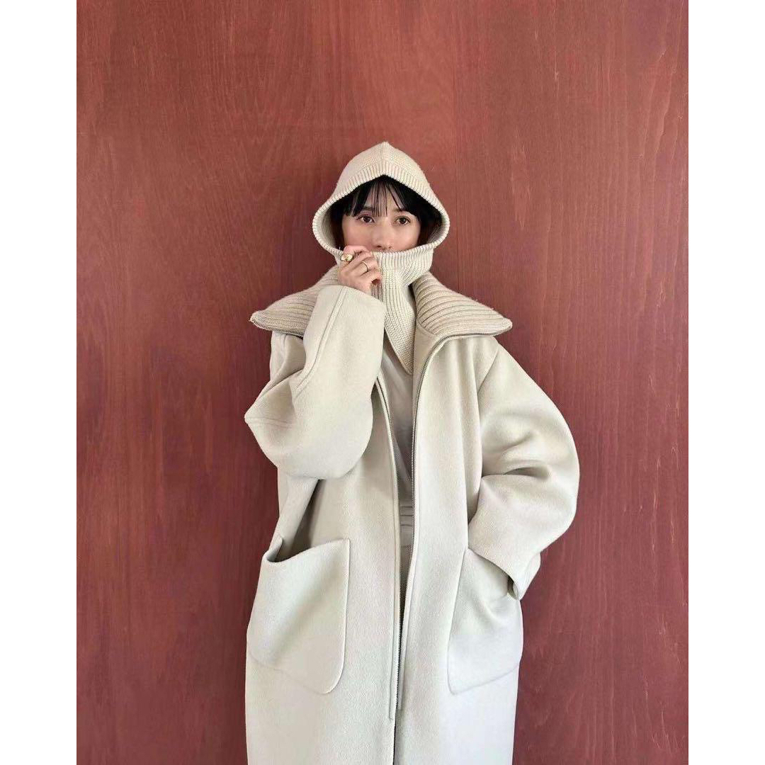 2023AW CLANE RIB COLLAR WOOL LONG COAT