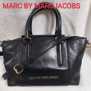 マークバイマークジェイコブス(MARC BY MARC JACOBS)の美品☆マークバイマークジェイコブス レザーショルダーバック 黒 2way 金ロゴ(ショルダーバッグ)