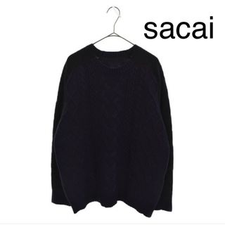 サカイ(sacai)のsacai  14AW ラグランケーブルニット　ラグランスリーブ　切替(ニット/セーター)