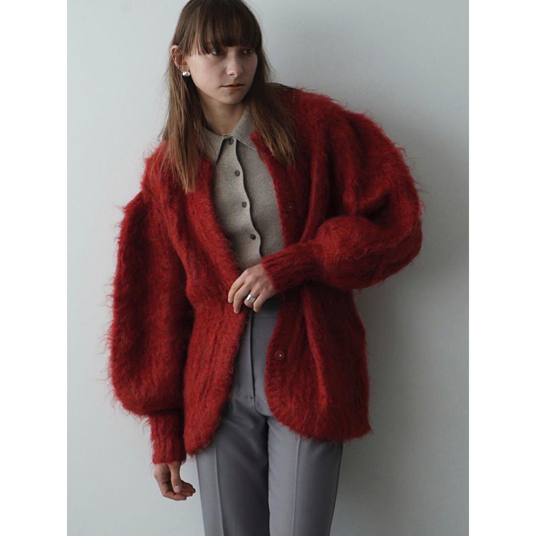 COLOR MOHAIR SHAGGY CARDIGAN 2023 レッド