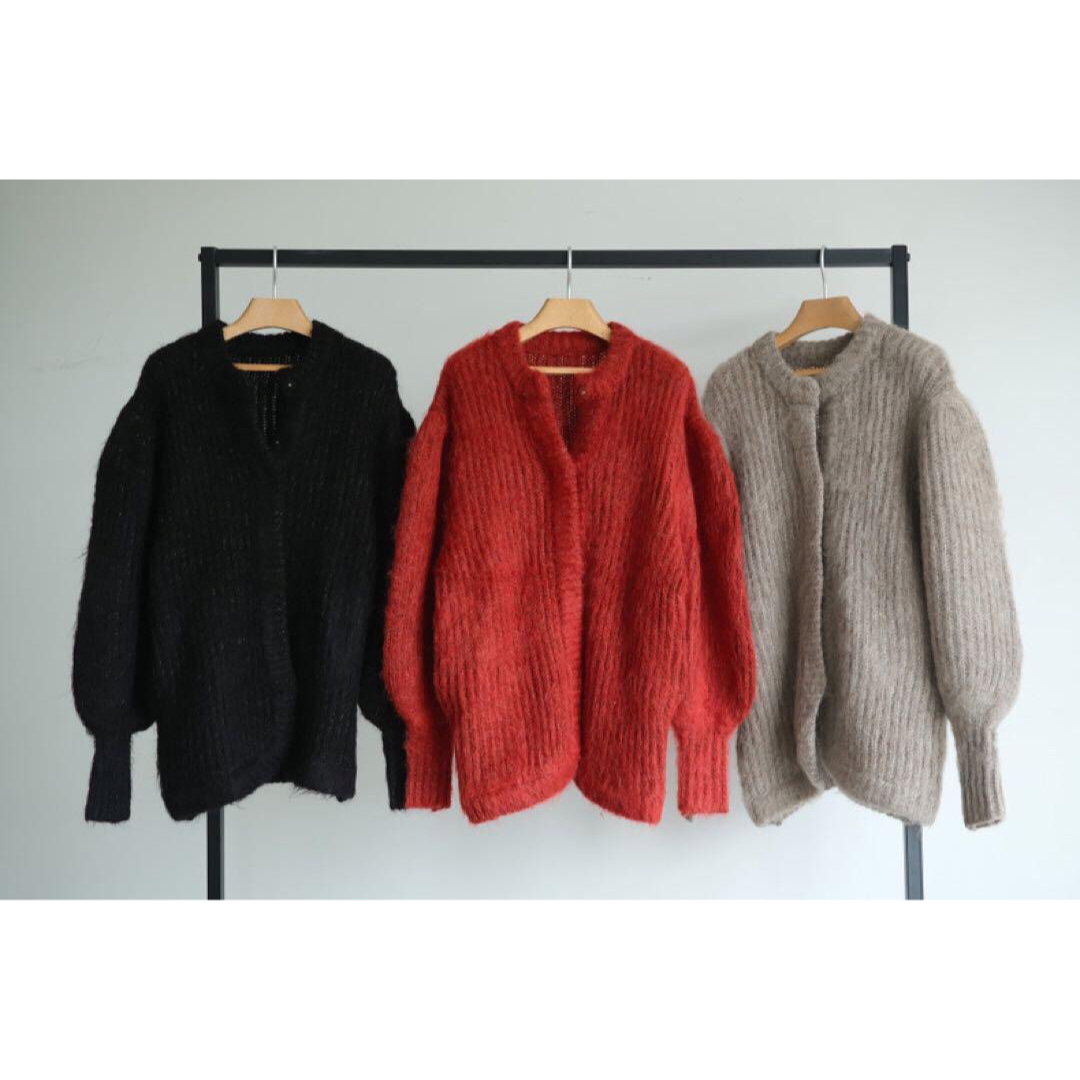 COLOR MOHAIR SHAGGY CARDIGAN 2023 レッド