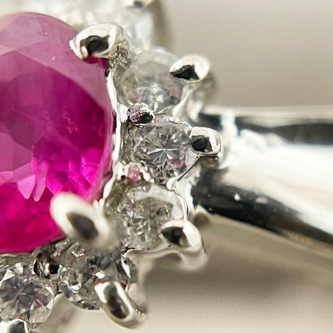 PT900 天然 ピンクルビー 0.3ct 天然 ダイヤ 0.1ct リング レディースのアクセサリー(リング(指輪))の商品写真