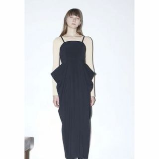 クラネ(CLANE)のBARE TOP DRAPE ONEPIECE ブラック(ロングワンピース/マキシワンピース)