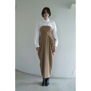 クラネ(CLANE)のBARE TOP DRAPE ONEPIECE ベージュ(ロングワンピース/マキシワンピース)