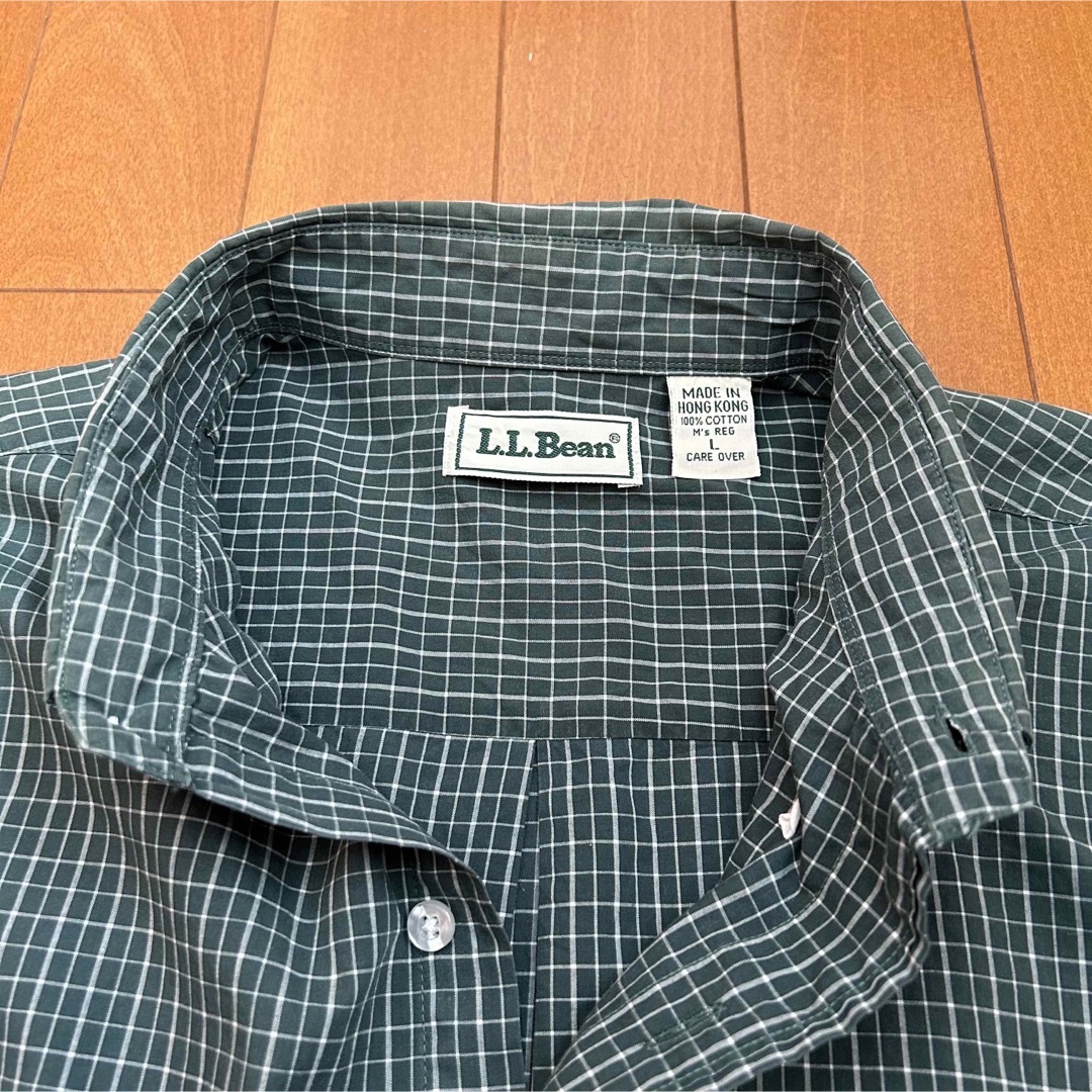 美品 90s L.L.Bean 長袖BDシャツ チェック 緑 香港製