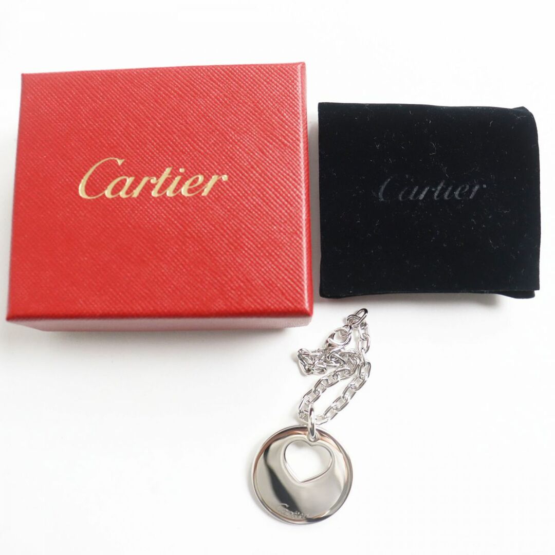 極美品●Cartier カルティエ T1220240 ハートモチーフ ロゴ刻印入 バッグチャーム/キーホルダー/ペンダントトップ シルバー 箱/保存袋付き