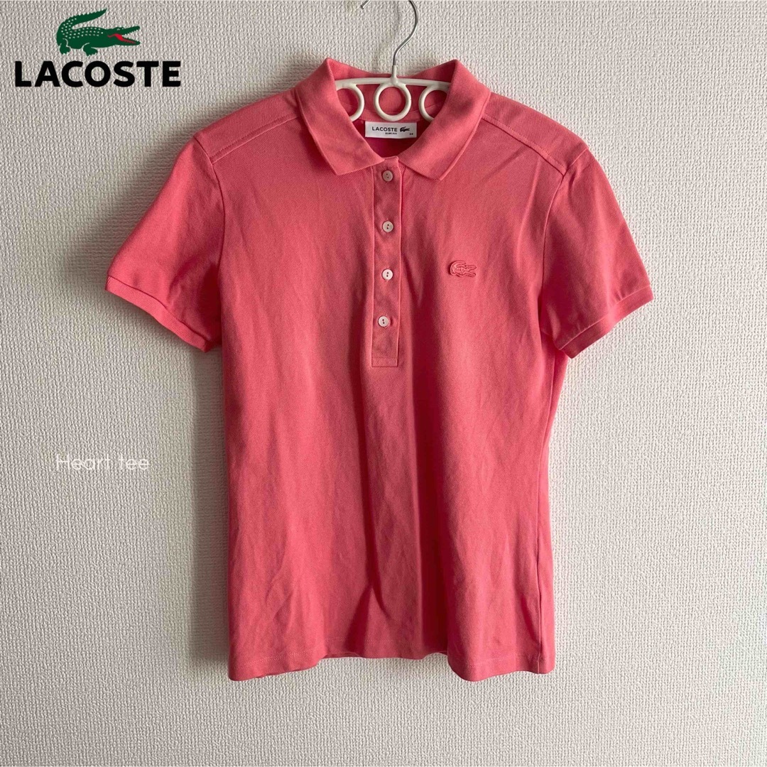 LACOSTE(ラコステ)の日本製 ❁ ラコステ スリムフィット ポロシャツ レディース ピンク 34 S レディースのトップス(ポロシャツ)の商品写真