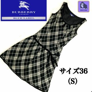 バーバリーブルーレーベル(BURBERRY BLUE LABEL)のバーバリーブルーレーベル　ワンピース 膝丈 ノースリーブ 　ノバチェック　S(ひざ丈ワンピース)