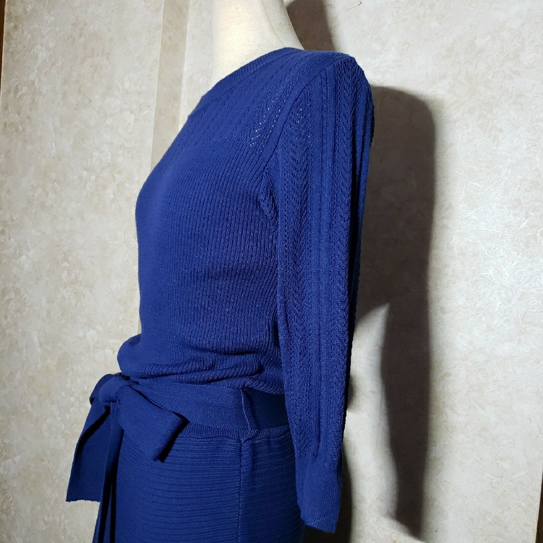 Andemiu(アンデミュウ)の❇Andemiu❇リブニット透かし編み切替フレアワンピース/フリーサイズ レディースのワンピース(ロングワンピース/マキシワンピース)の商品写真