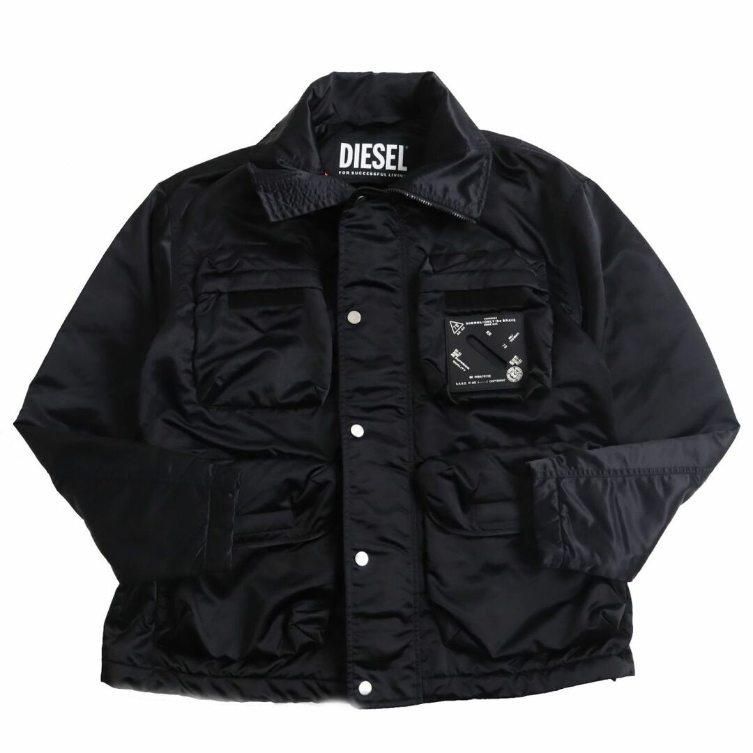 極美品●DIESEL ディーゼル ONLY THE BRAVE 裏地フリース 中綿入り ジップアップジャケット/ブルゾン ブラック L 正規品 メンズ